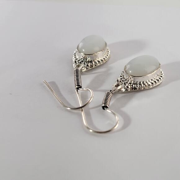 Elegant White Stone Sterling Silver Earrings - Classic Dangle Jewelry - Picture 3 of 6